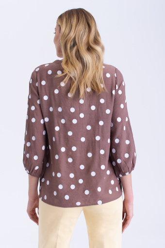 Bluzka w kolorze brązowym, nadruk w grochy Bluzka w kolorze brązowym, nadruk w grochy