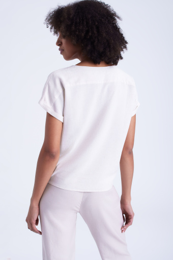 Bluzka na guziki z wiązaniem, biała