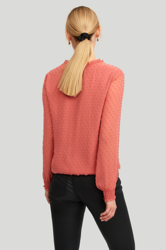 Elegancka, różowa bluzka z riuszką Elegancka, różowa bluzka z riuszką