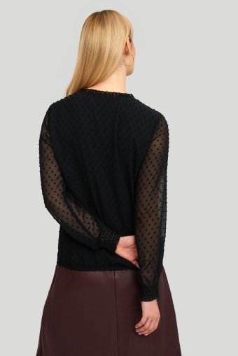 Czarna bluzka z dekoracyjną riuszką