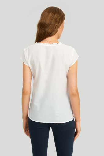 Bawełniana bluzka z koronową wstawką