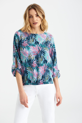 Bluzka z lyocell'u z tropikalnym nadrukiem