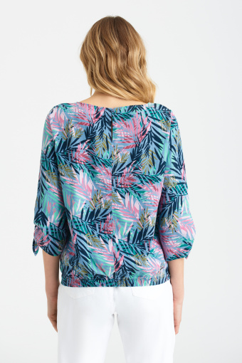 Bluzka z lyocell'u z tropikalnym nadrukiem