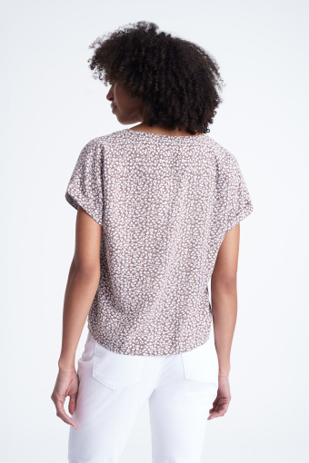 Stylowa bluzka z wiązaniem u dołu, nadruk w kwiaty