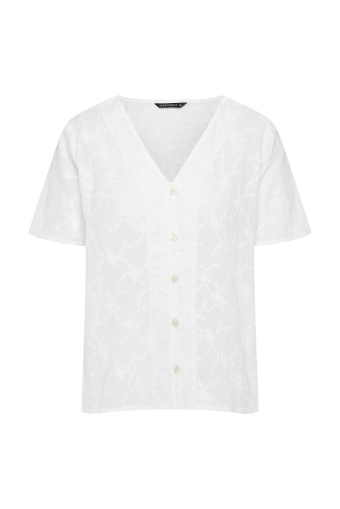 Biała, haftowana bluzka na guziki