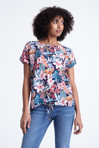 Casualowa bluzka z nadrukiem w kolorowe kwiaty