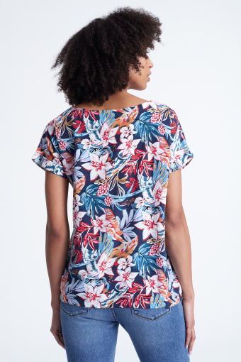 Casualowa bluzka z nadrukiem w kolorowe kwiaty