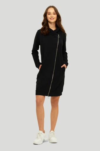 Bawełniana, czarna bluza z asymetrycznym zamkiem