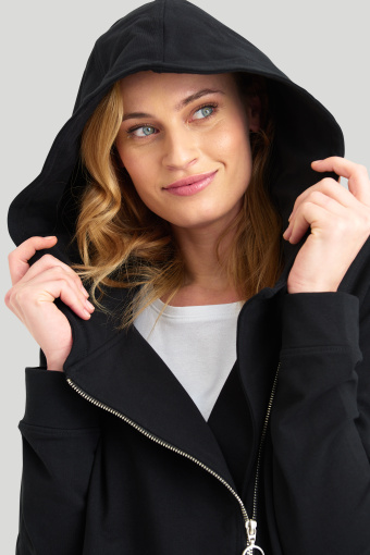 Bawełniana, czarna bluza z asymetrycznym zamkiem