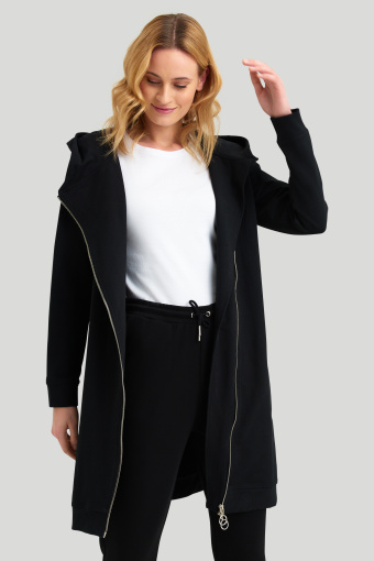 Bawełniana, czarna bluza z asymetrycznym zamkiem