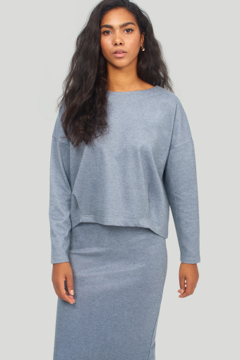 Krótka, szara bluza z miękkiej dzianiny Krótka, szara bluza z miękkiej dzianiny