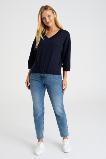 Granatowa bluza z marszczeniem u dołu