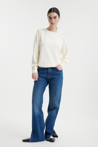 Basic bluza z akcentem na ramionach  Basic bluza z akcentem na ramionach