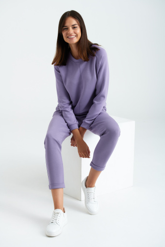 Wiskozowa bluza z raglanowym rękawem, jasny fiolet