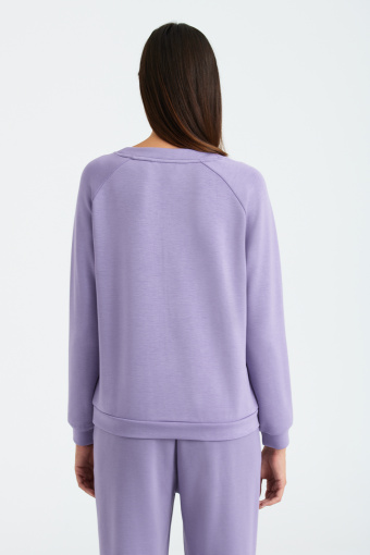 Wiskozowa bluza z raglanowym rękawem, jasny fiolet