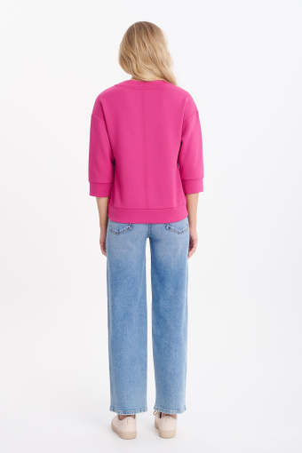 Luźna, różowa bluza z rękawem 3/4 Luźna, różowa bluza z rękawem 3/4