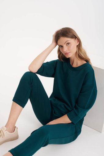 Ciemnozielona bluza oversize ze ściągaczami