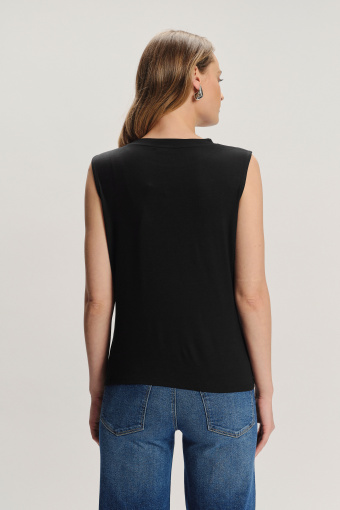 Czarny zabudowany top bez rękawów Czarny zabudowany top bez rękawów