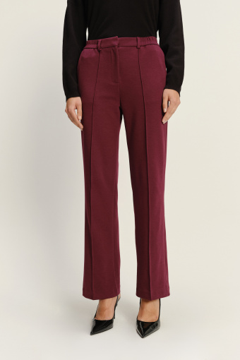 Efektowne bordowe spodnie z wysokim stanem