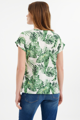 Casualowa bluzka z tropikalnym printem 