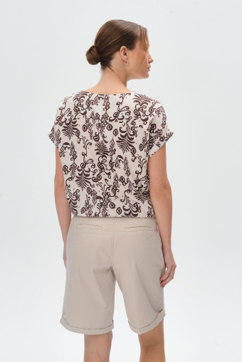 Wiskozowa bluzka z dekoltem V wzór etno