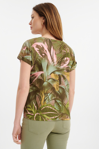 Bluzka oversize z tropikalnym printem  Bluzka oversize z tropikalnym printem
