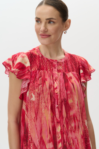 Wzorzysta bluzka z rękawami typu motylki