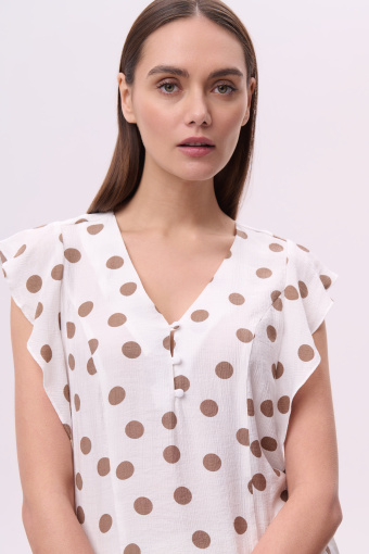 Bluzka w beżowe grochy 