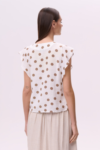 Bluzka w beżowe grochy 