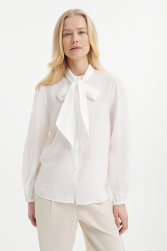 Bluzka z wiązaniem przy dekolcie 