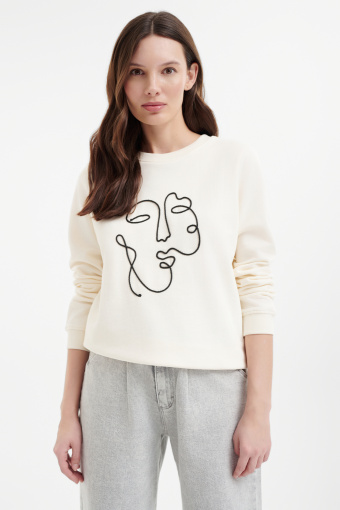 Kremowa bluza z minimalistycznym nadrukiem