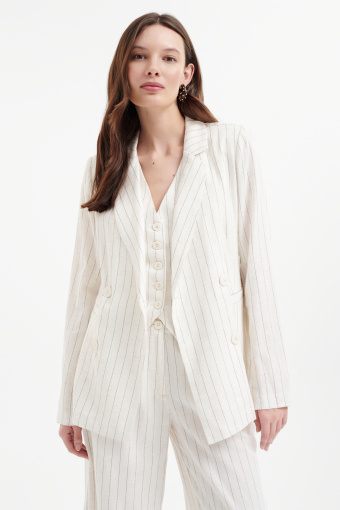 Klasyczna biała kamizelka w subtelne paski