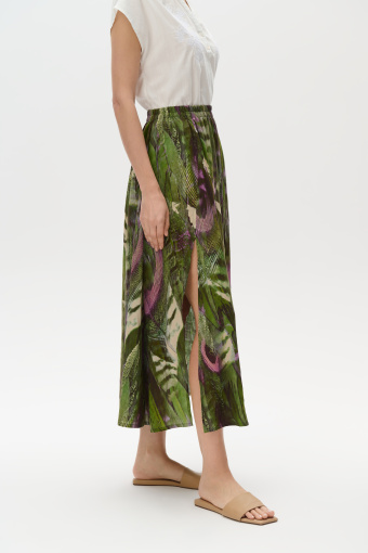 Spódnica midi w zielonym kolorze wzór tropic