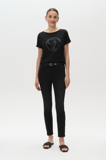 Spodnie typu slim fit z czarnego denimu 