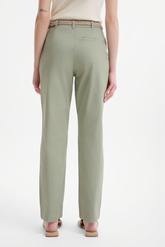 Oliwkowe spodnie z prostą nogawką 