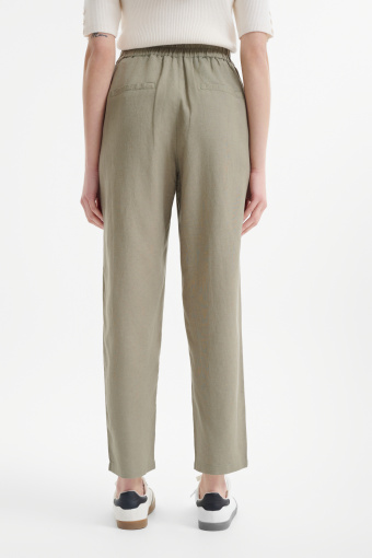 Oliwkowe spodnie z dodatkiem lnu
