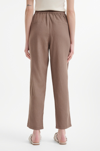 Spodnie z domieszką lnu jasny brąz