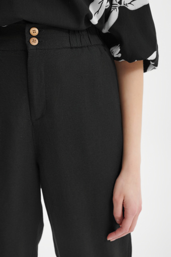 Luźne czarne spodnie z dodatkiem lnu Luźne czarne spodnie z dodatkiem lnu