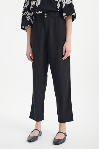 Luźne czarne spodnie z dodatkiem lnu Luźne czarne spodnie z dodatkiem lnu