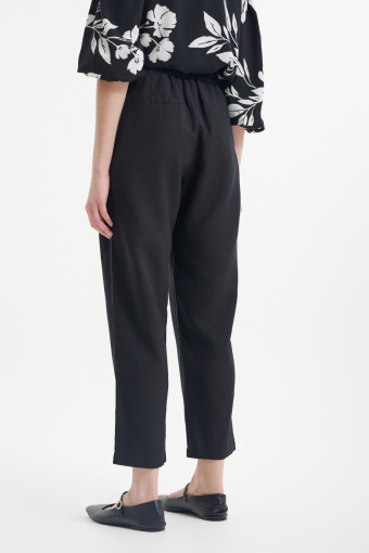 Luźne czarne spodnie z dodatkiem lnu Luźne czarne spodnie z dodatkiem lnu