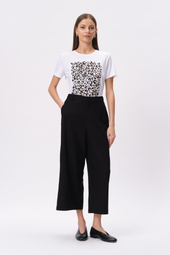 Czarne spodnie wiskozowo-lniane typu culotte  Czarne spodnie wiskozowo-lniane typu culotte