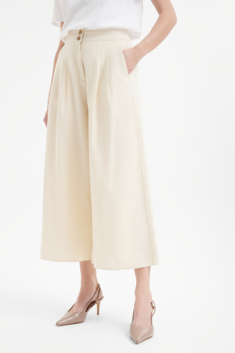Wiskozowo-lniane spodnie typu culotte 