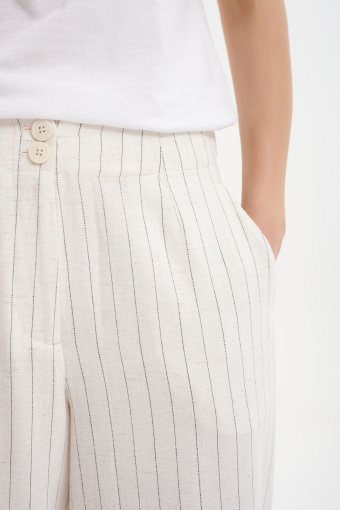 Bawełniano-lniane spodnie typu wide leg  Bawełniano-lniane spodnie typu wide leg