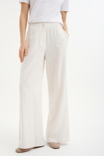 Bawełniano-lniane spodnie typu wide leg  Bawełniano-lniane spodnie typu wide leg