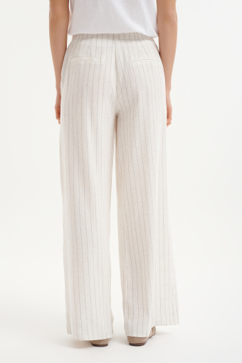 Bawełniano-lniane spodnie typu wide leg  Bawełniano-lniane spodnie typu wide leg