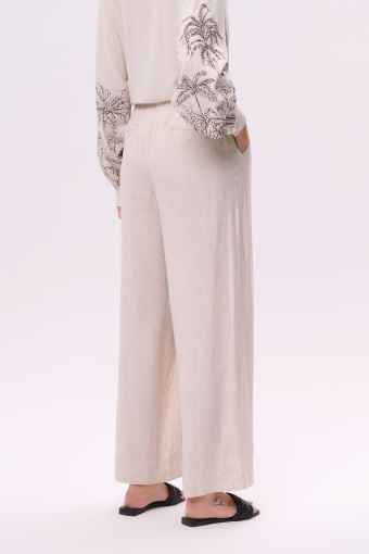 Komfortowe spodnie z gumką w talii jasny beż Komfortowe spodnie z gumką w talii jasny beż