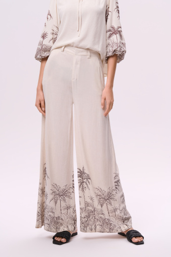 Luźne spodnie z nadrukiem w palmy