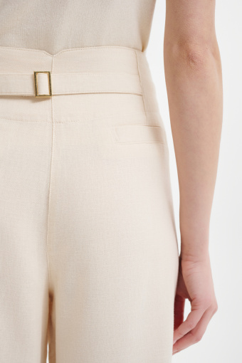 Eleganckie spodnie z szeroką nogawką i dodatkiem lnu