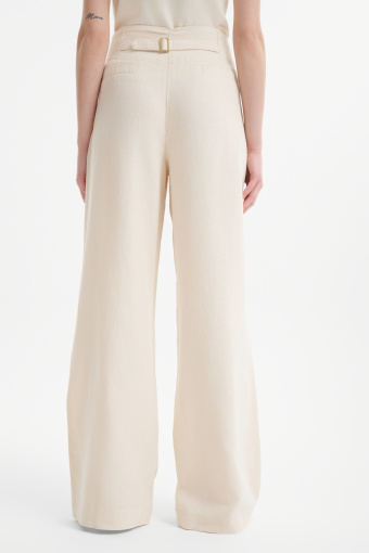 Eleganckie spodnie z szeroką nogawką i dodatkiem lnu