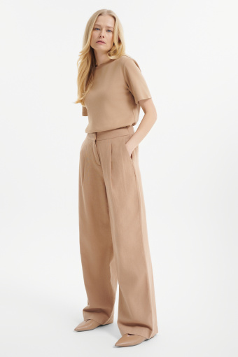 Eleganckie spodnie wide leg z lnem 